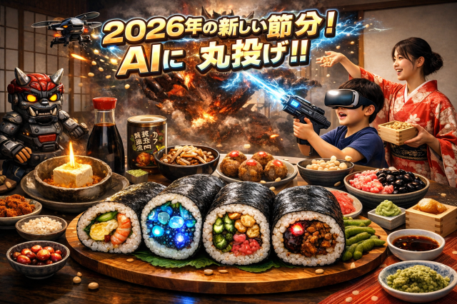 AIが予言する2026年の「節分」の姿。恵方巻から鬼の撃退までAIに丸投げしてみた！