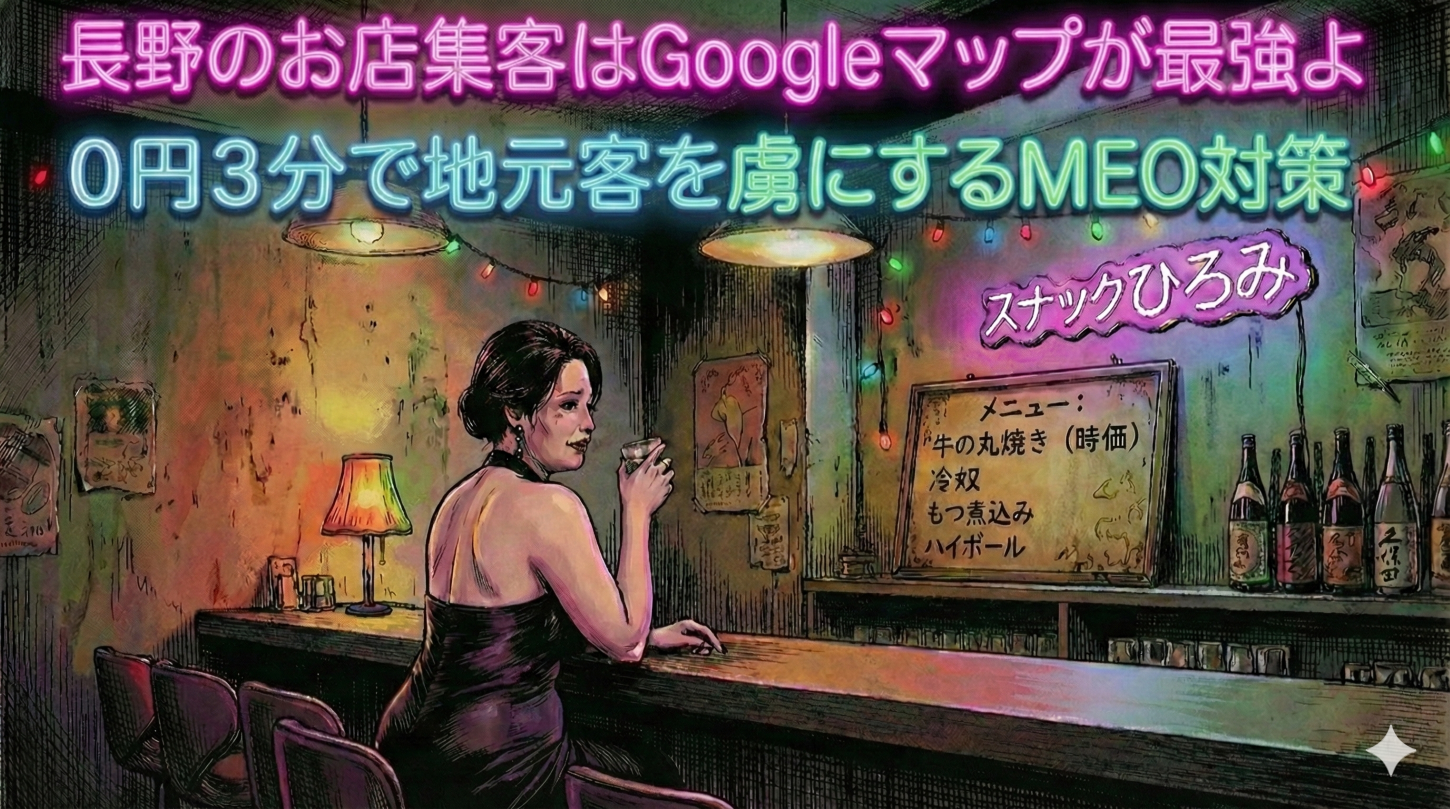 長野のお店の集客はGoogleマップが最強よ。0円3分で地元客を虜にするMEO対策／スナックひろみ 1杯目🍷
