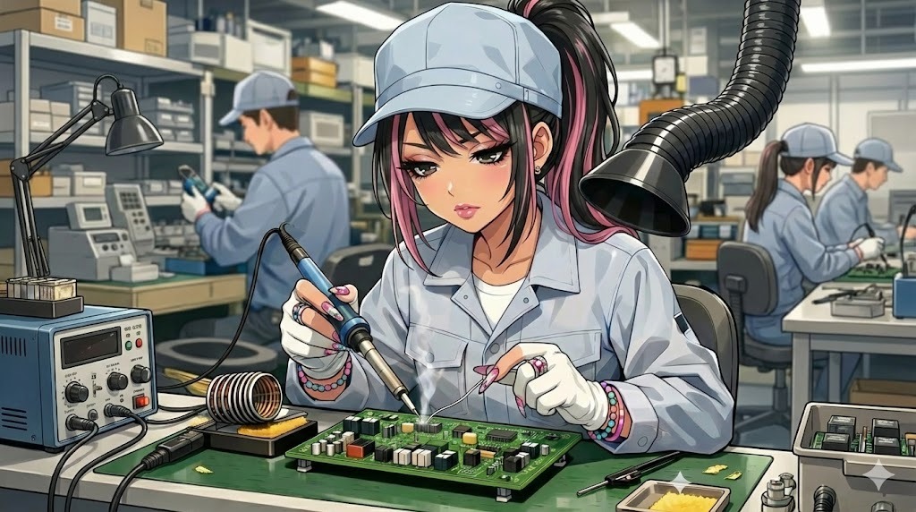 はんだ付けしている様子