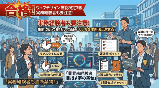 ウェブデザイン技能検定3級に合格！事前に知っておきたい、実務経験者も要注意な「リアルな攻略法と当日の注意点」