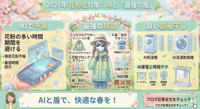 【2026年最新予測】花粉症対策の決定版！AIと「最強の盾」で外出の絶望を克服する新常識
