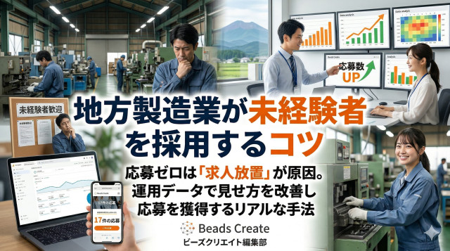 地方製造業が未経験者を採用するコツ｜応募ゼロは「求人放置」が原因。運用データで見せ方を改善し応募を獲得するリアルな手法