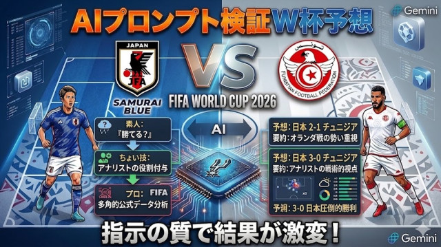 たった1行でAIが覚醒するって本当？プロンプトの威力をW杯日本戦の予想で検証してみた💡