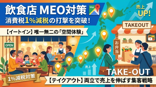 飲食料品消費税1％に減税の打撃を突破する飲食店MEO対策｜イートインの「空間体験」とテイクアウト両立で売上を伸ばす集客戦略